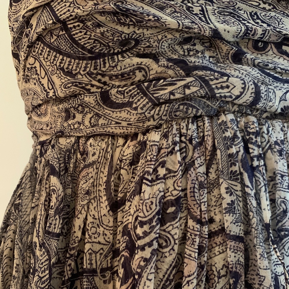 Alexander McQueen 2008 Unworn Silk Blue Paisley Strapless Dress Floaty Skirt - Picture 6 of 10
